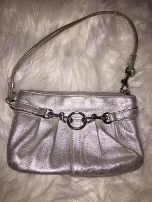 Coach Silver Metallic Wristlet