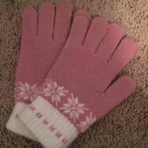 Pink and White Gloves