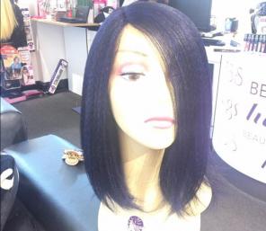 Wig Blue Black Bob Blended Beautiful Wig