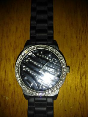 Black zebra print watch