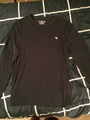 Navy Blue Men's A&F Long Sleeve Shirt