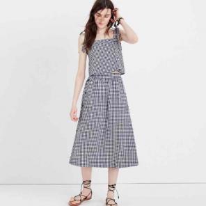 NWT Madewell Side Button Gingham Skirt