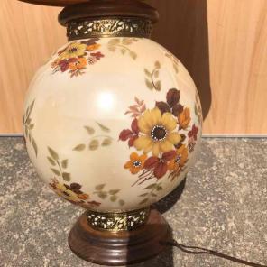 Vintage Lamp with floral design on glass