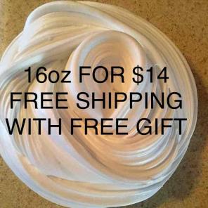 16oz White Fluffy Slime free shipping