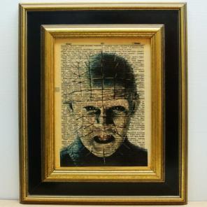 Pin head print vintage dictionary page