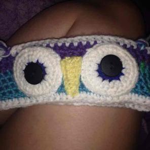 Hand made owl ear warmer