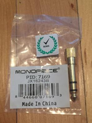 1/4 Inch To 1/8 Inch Stereo Jack Adaptor