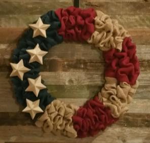 Patriotic burlap wreath handmade!