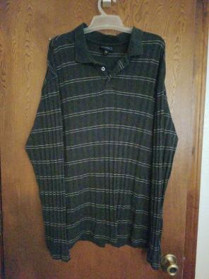 Dark grey and white striped shirt