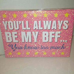 Wall Plaque Quote Glitter Pink 10"x7"