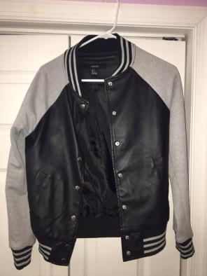 Forever21 Grey/black Bomber Jacket