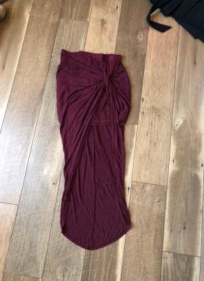 Burgundy Wrap Skirt Front Slit