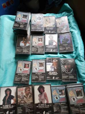 A bundle of cassette tapes