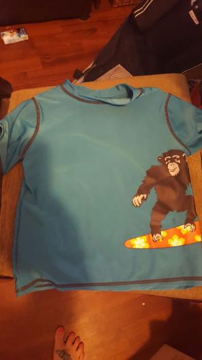 4t Teal swim shirt.