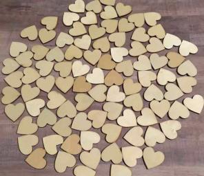 115 Wood Hearts Wedding Guest Book