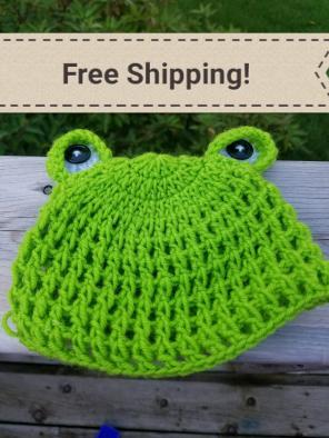 Infant crochet frog hat!
