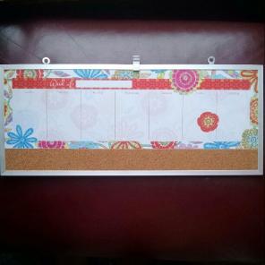 Dry erase week calendar and cork strip