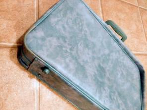 Vintage Blue Leather Briefcase Carry On