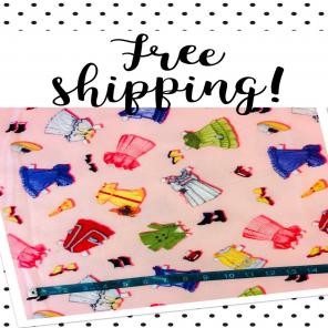 Paper Doll Theme Fleece Fabric