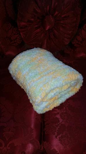 Soft fluffy knit baby blanket