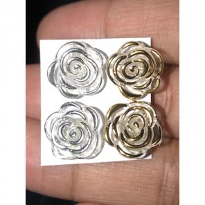 Clear Silver & Gold Plastic Rose Studs
