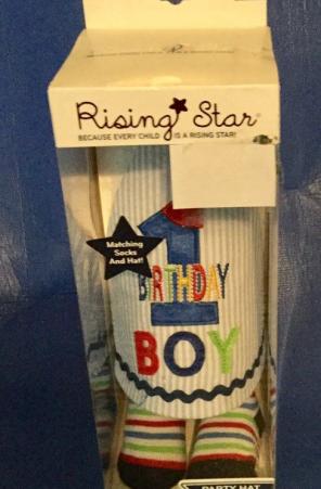 Baby Boy's Birthday Party Hat & Socks