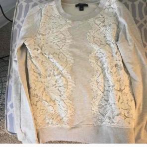 J Crew Light Grey Sweater with Lace