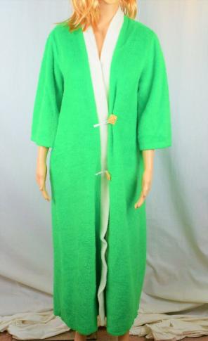 XL Green Plush Aztec Full Bath Robe