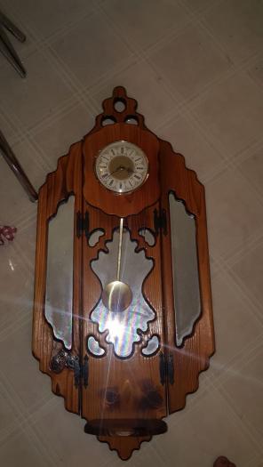 Large wood clock /pendulum glass sides