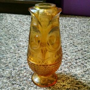 Vintage Viking Glass Owl Fairy Lamp