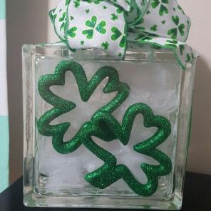 Shamrock/ St. Patrick's Day Glass Block