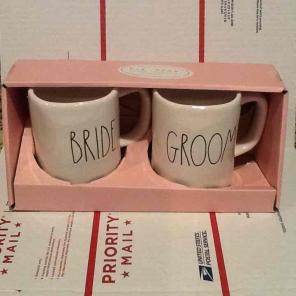 Rae Dunn bride and groom mug set