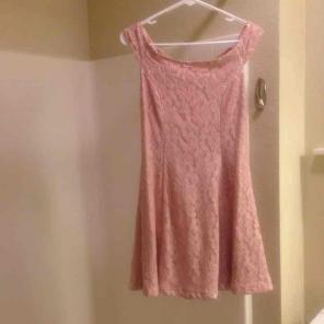 Blush pink lace dress