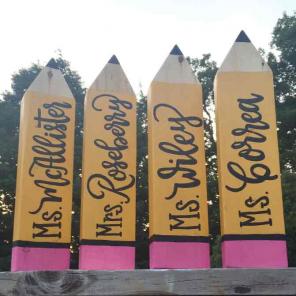 Pencil teacher sign