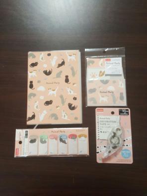 Daiso: Animal Party; Cat set 4pc. NEW.