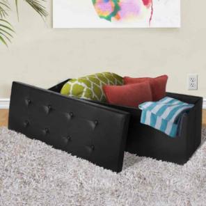 Storage Faux Leather Ottoman Foot Rest