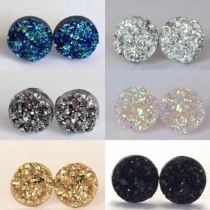 6 Pair Of Druzy Style Earring