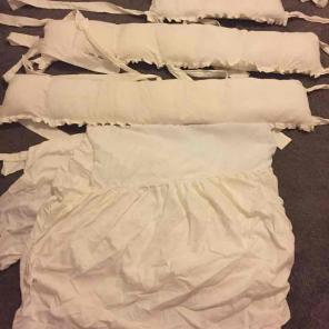 White Crib Bumpers and Skirt