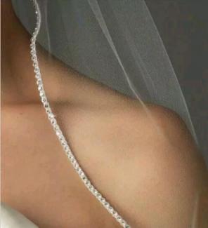 Rhinestone trim white veil ♡ Free Ship