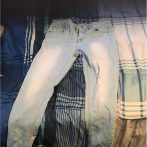 Light blue denim wax jeans