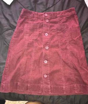 Maroon red corduroy skirt