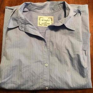 Ladies blue with white stripes blouse