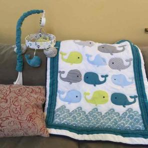 Whale comforter and mobile