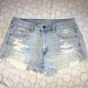High-Waisted Distressed Shorts
