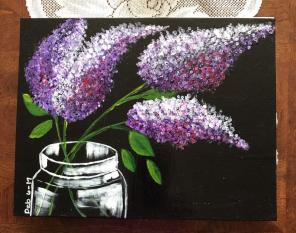 Lilacs In a Jar Acrylic Painting