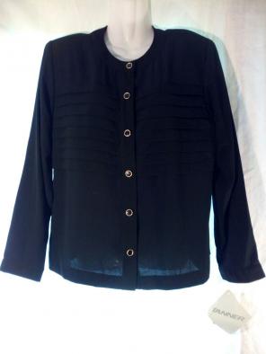 80s Tanner 100%Polyester Black Blouse 10