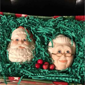 Handpainted jade porcelain Mr &Mrs Santa