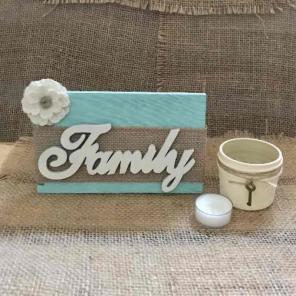 Rustic FAMILY Burlap Pallet Jar Decor