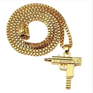 3x Supreme Uzi Pendant Necklace Gold