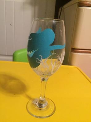 Hand Painted Mermaid Wine Glass